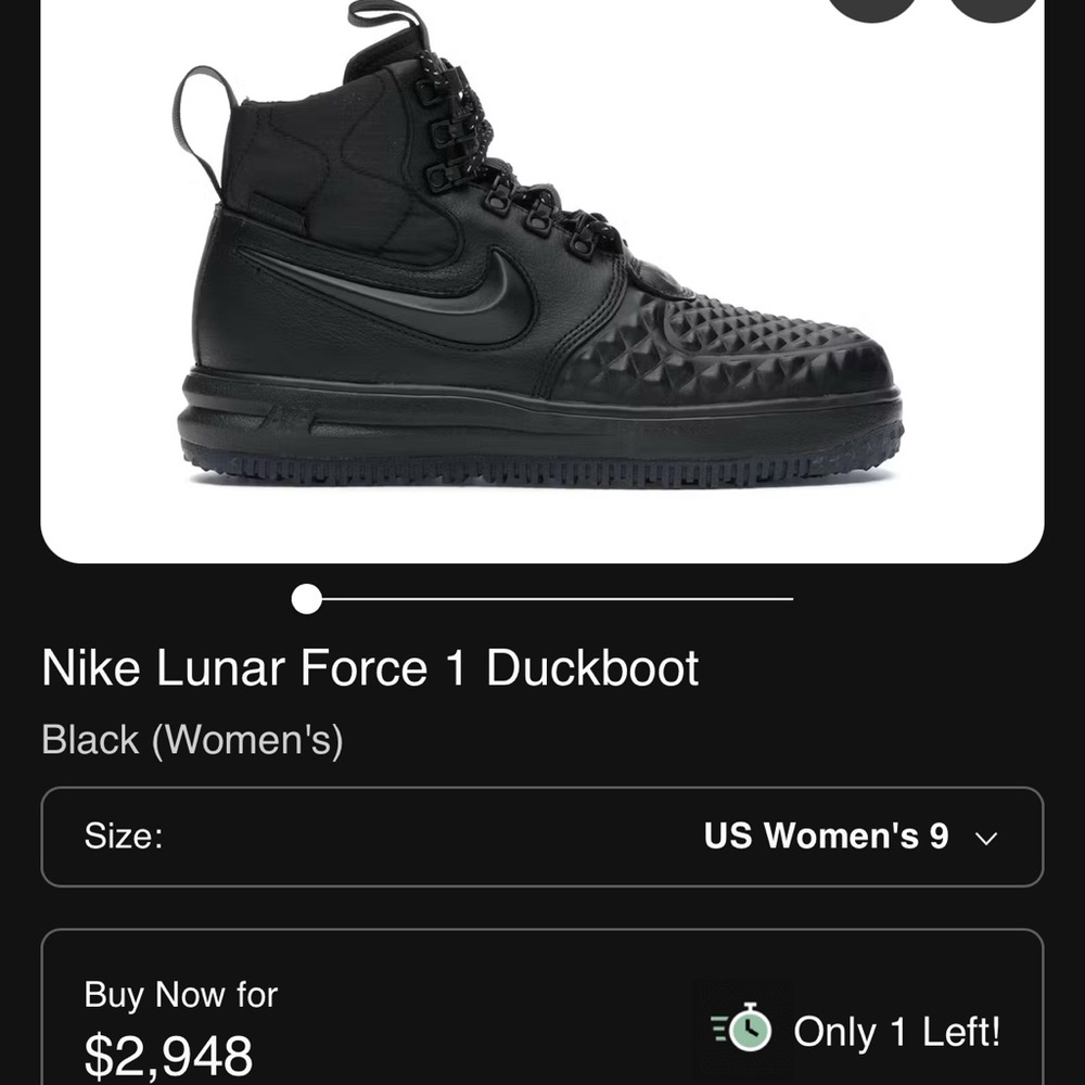 Nike AF1 Lunar Force 1 Duckboot Waterproof Boots Sz 9 EXTREMELY RARE HOLY GRAIL
